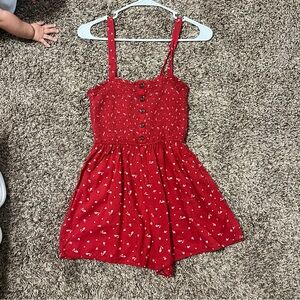 Hollister Babydoll Red Floral Romper